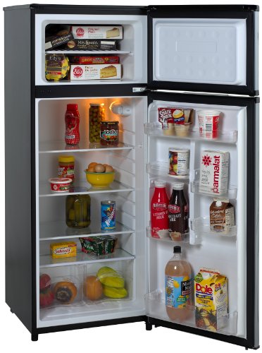 Avanti RA7316PST 2-Door Apartment Size Refrigerator, Black with Platinum Finish